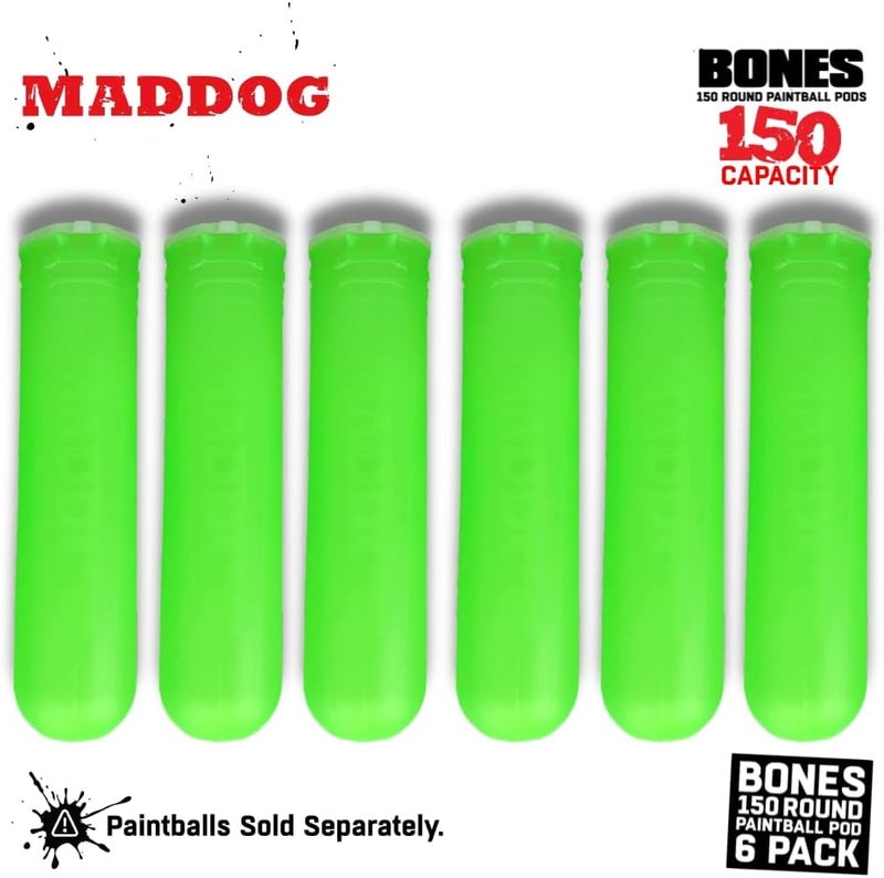 MAddog 150 Round Bones Paintball Pods | Durable Quick Reload Tubes for Tournament and Recreational Speedball Woodsball | 6 Pack - Image 3